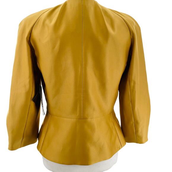 Victor Alfaro Antique Gold Satin Fitted Elegant Formal Evening Jacket Sz 6 NWT - Picture 3 of 12
